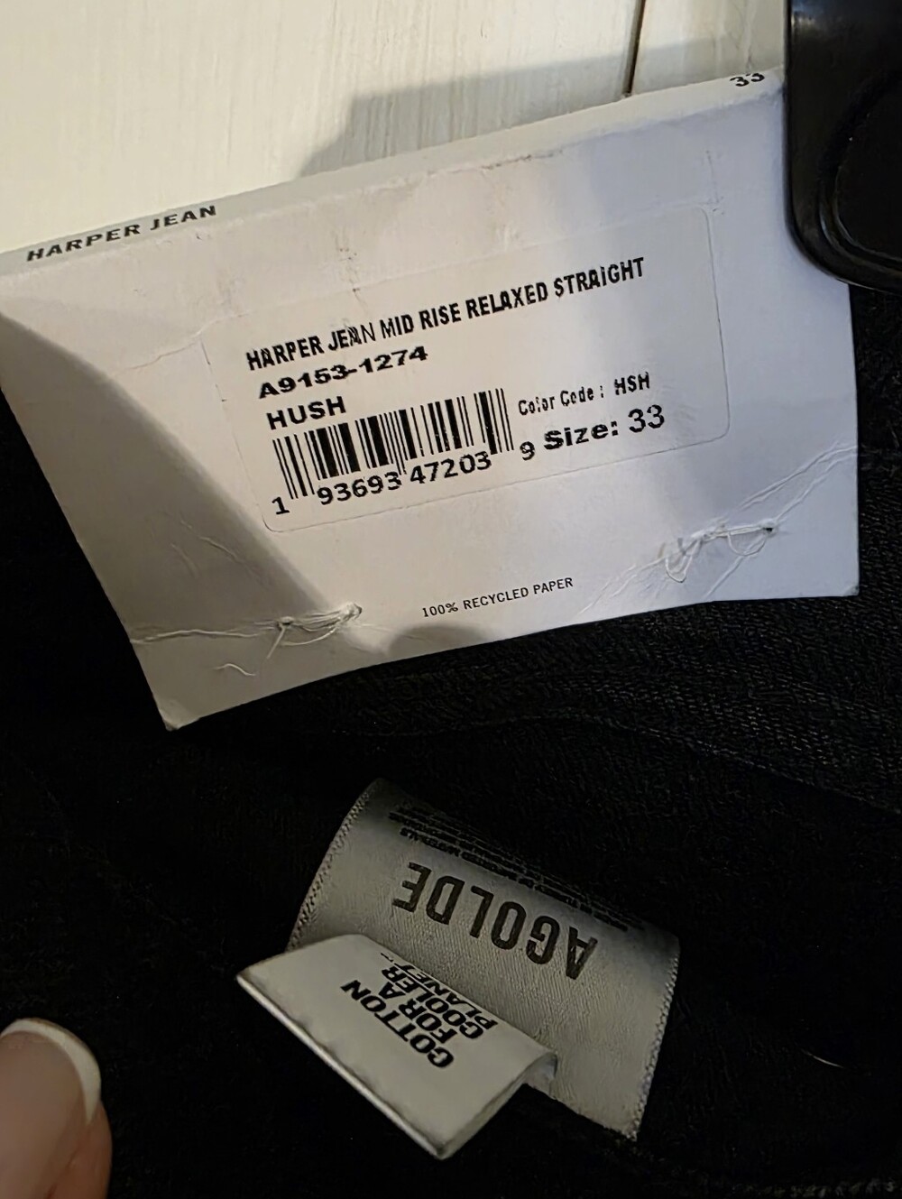 AGOLDE Harper Jean Mid Rise Relaxed Straight Jeans In Hush(washes Black)  33 - Picture 13 of 16